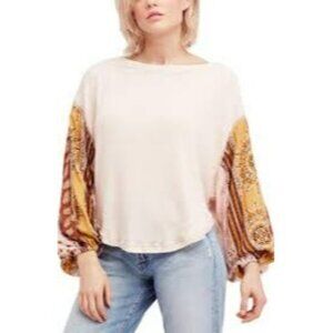 We The Free Pink Paisley Blossom Long Sleeve Blouse  Size L